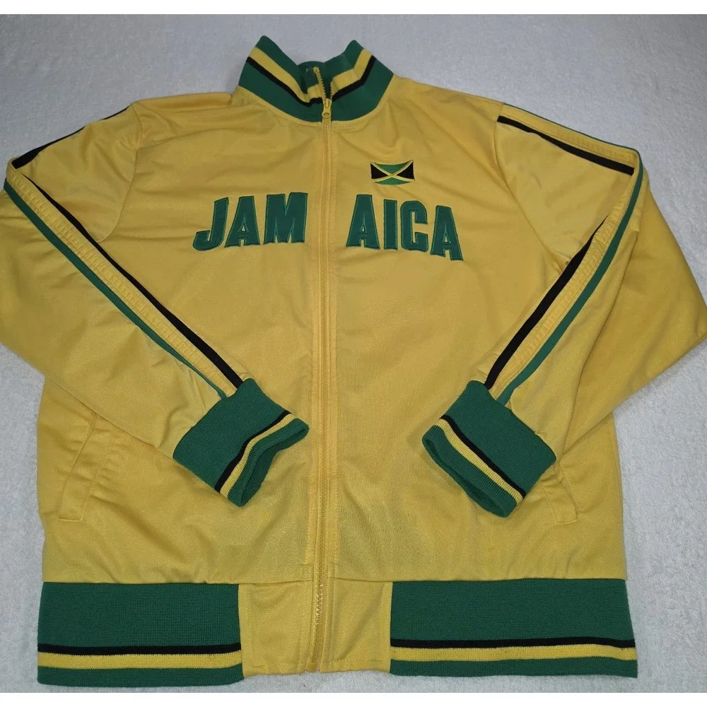 Island Tees Jamaica Dri‑Fit Jacket Yellow/Green Men's XL – 100% Polyester Pre‑Sh